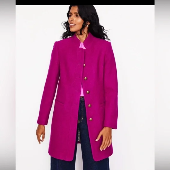 Boden Hamilton Textured Coat in Vibrant Plum 6 - Picture 1 of 7